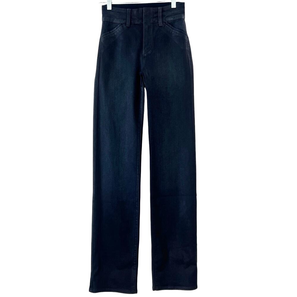Paige Blake Stunner Luxe Coating High Rise Slim Flare Blue Jeans Womens Sz 24